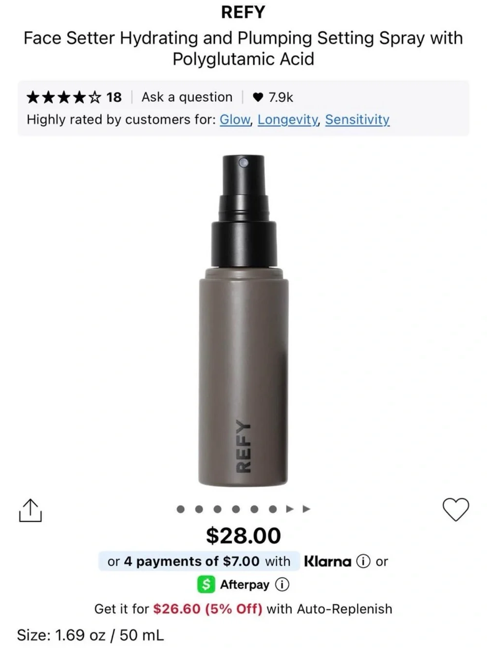 REFY Face Setter Makeup Setting Spray